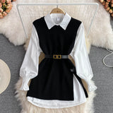 Zingj Sleeve White Shirt Women's Age Sweet Loose Cover Meat Open Fork Vest Sweater