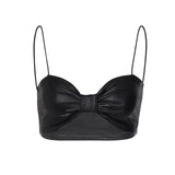 Black Pu Leather Bralette-Outfit