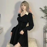 Dresses Women M-5XL Hotsweet Lace-up Tender Panelled Casual Y2k Girls Autumn Party Korean Style Aesthetic Comfort