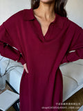 Autumn And Winter Scissors Collar Soft Sweater Skirt Elegant Loose Dress In