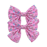Lovely Baby Girls Print Flower Bohemian Style Bow BB Hair Clips Headwear Children Cute Cotton Hairpins Hair