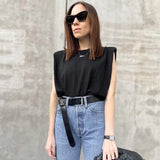 Sleeveless Top Female O Neck White Women Blouse Shirt Ladies Loose solid Chic Casual Blouses Black Cotton