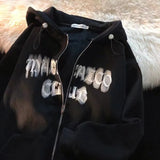 Print New Casual Top Vintage Y2K Simple Women Hoodies Korean Gray Autumn Thin Streetwear College Girls ins Lady