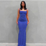 Sleeveless Bodycon Long Skims Dress Women Off The Shoulder Sexy Slim Backless Maxi Dresses Summer Vestidos Mujer