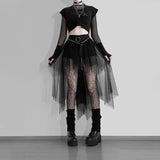 High-Waisted Net Irregular Skirt Dark Wind Summer New Style Leisure Skirt
