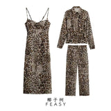 Women's 2025 Summer New Animal Prints Misty Skirt Straight Trouser Shirt
