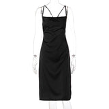 Zingj Summer Explosive New Satin Slim Sexy Sling Backless Dress Women's