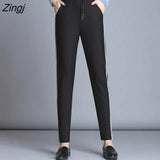 Pants Women Harem Drawstring Side-stripe Trousers Simple Slim Loose 4XL Korean Style Trendy Black Womens All-match