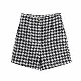 2022 Tweed Two pieces set Women Vintage V Neck Long Sleeve Office Lady slim Blazer Coat Female Hight Waist Shorts