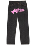Jeans Badfriend Letter Printed Pants Hip-Hop Baggy Jeans Original Old-Fashioned Punk Street