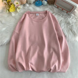 Korean New Women Basic O Neck Sweatshirt Spring Oversized Solid 12 Colors Hoodies 2022 Girls Casual Harajuku