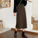 Women Simple Casual Empire Lady Fashion Korean Style Streetwear Split Midi Bottom Students Spring Female Popular Chic