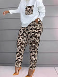 Fashionable Autumn And Winter Women's Casual Comfortable Printed Long-Sleeved Trousers
