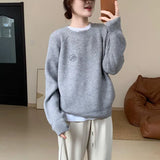 Zingj Classic College Lazy Wind Round Collar Sweater Autumn Winter New Korean Version Loose Versatile Fashion