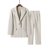 Women Blazer And Guard Pants Sets Two Pieces OL Single Breasted Jacket Formal Suit Pleated Trousers Spring Autumn