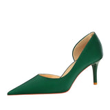 Zingj Korean Version Simple High Heel Shallow Heel Tip Side Hollow Out Professional OL Versatile High Heels Women's Singles