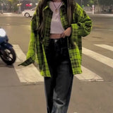 Plaid Shirt Oversize Shirts Fashion Women Blouses 2023 Casual Youth Woman Clothes Harajuku Tunic Women's Clothing