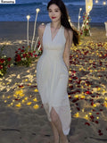 Women Fashion Elegant Evening Party White Dress Female Fashion Prom Wedding ClothingVestidos