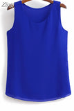 Korean Fashion Blouses Women White O-Neck Sleeveless Chiffon Vest Woman Tops Female Shirts 3XL Basic Solid Women