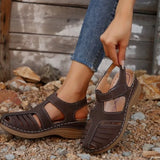 Zingj Rome Pedal One Foot Fashion High Slope Heel Breathable Slope Heel Velcro Outdoor Wedge Sandals Slippers