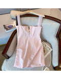 Sweet Elegant Princess Dress Women Korean Sexy Slim Gauze Patchwork Sleeveless Mini Dress Fashion Bodycon Clubwear
