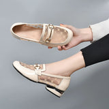 Zingj Head Net Single Shoes Women's 2024 Spring New Metal Buckle Flat-Soled Love Shoes With One Foot In Cow Lacquer