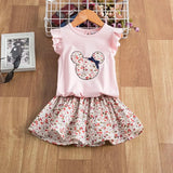 Elegant Suit Kids Girls Baby Clothes Sets Short Sleeve T-Shirt+Skirt Pattern Funny Cool Casual Birthday Party Size