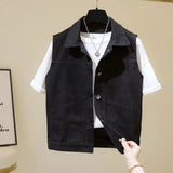 Zingj Denim Jacket Women's Loose Summer Korean Casual Versatile 2024 Short Jacket Long Sleeve Jacket-Outfit