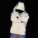 Highlight Hooded Jacket Half Zipper Full Reflective Jacket Jumper-Outfit