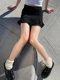 Casual Solid Split A-Line Skirt Basic Slim Mid-Waisted Patchwork Mini Skirt Women 2022 Streetwear Ladies Preppy