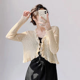Knitted Cardigan Women's Thin Suspender Skirt With Air-Conditioning Blouse Summer Shawl Ice Silk Small Shoulder Fairy Gas