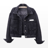 Zingj Goods Long Sleeve Denim Jacket Female Short Fall 2024 New Joker Cloth Pocket Loose Jacket Jacket-Outfit