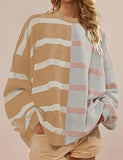 Zingj Wise Hot Style Autumn And Winter New Striped Knit Long Sleeve Hoodie Women-Outfit