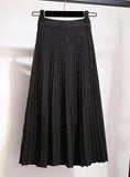 Zingj And Winter College Style High Waist Pleated Knitted Skirt Medium-Long Style Full-Length Bag Buttocks Korean Version Show Thin And Large A-Shaped