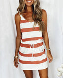 Summer Women's Loose Printed Striped Camisole Long