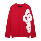 2025 New Lazy Wind Flower Design Women's Round-Neck Sweater Women's Loose Knitting