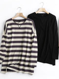 Women High Quality Striped Print Sweatshirts Long Sleeve O Neck Loose Pullovers Female