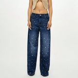 Waist New Trendy Broad Leg Trousers New Letter Embroidery Street Style Fashion