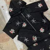 rhinestone graphics Oversized Hoodies Female Zip Up Long Sleeve Women's Sweatshirt Y2K Aesthetic Winter Grunge