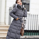 Cotton-Padded Clothes Women 2023 Korean Version Long Over The Knee Color Wool Collar Large Size Down Cotton-Padded Jacket Slim Cotton-Padded Jacket Women-Outfit