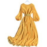 Zingj Autumn New Style Waist Shows Thin Retro Print Sweet Aging French Dress Super Immortal Chiffon Pleated