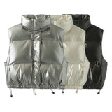 Metal Technology Fabric Fashion Down Cotton Vest In