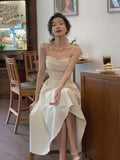 Women Elegant Spaghetti Strap Midi Dress Sexy Prom Evening Party Birthday Club Fashion