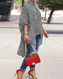 Button Comfortable Versatile Loose Striped