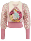 And Winter Vintage Jacquard Embroidery Pullover Knitted Sweater Women's Korean Fashion Versatile Female Casual