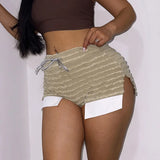 Spring Striped Casual Pants Knitted And Stitched Sexy Slim High Waist Personality Long