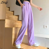 Women Casual Suit Pants Solid High Waist Slim All-match Full-length Trousers High Quality Thin Button Streetwear Ulzzang