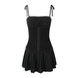 New Pleated Hem Slim Mini Suspender