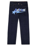 Jeans Badfriend Letter Printed Pants Hip-Hop Baggy Jeans Original Old-Fashioned Punk Street