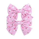 Lovely Baby Girls Print Flower Bohemian Style Bow BB Hair Clips Headwear Children Cute Cotton Hairpins Hair